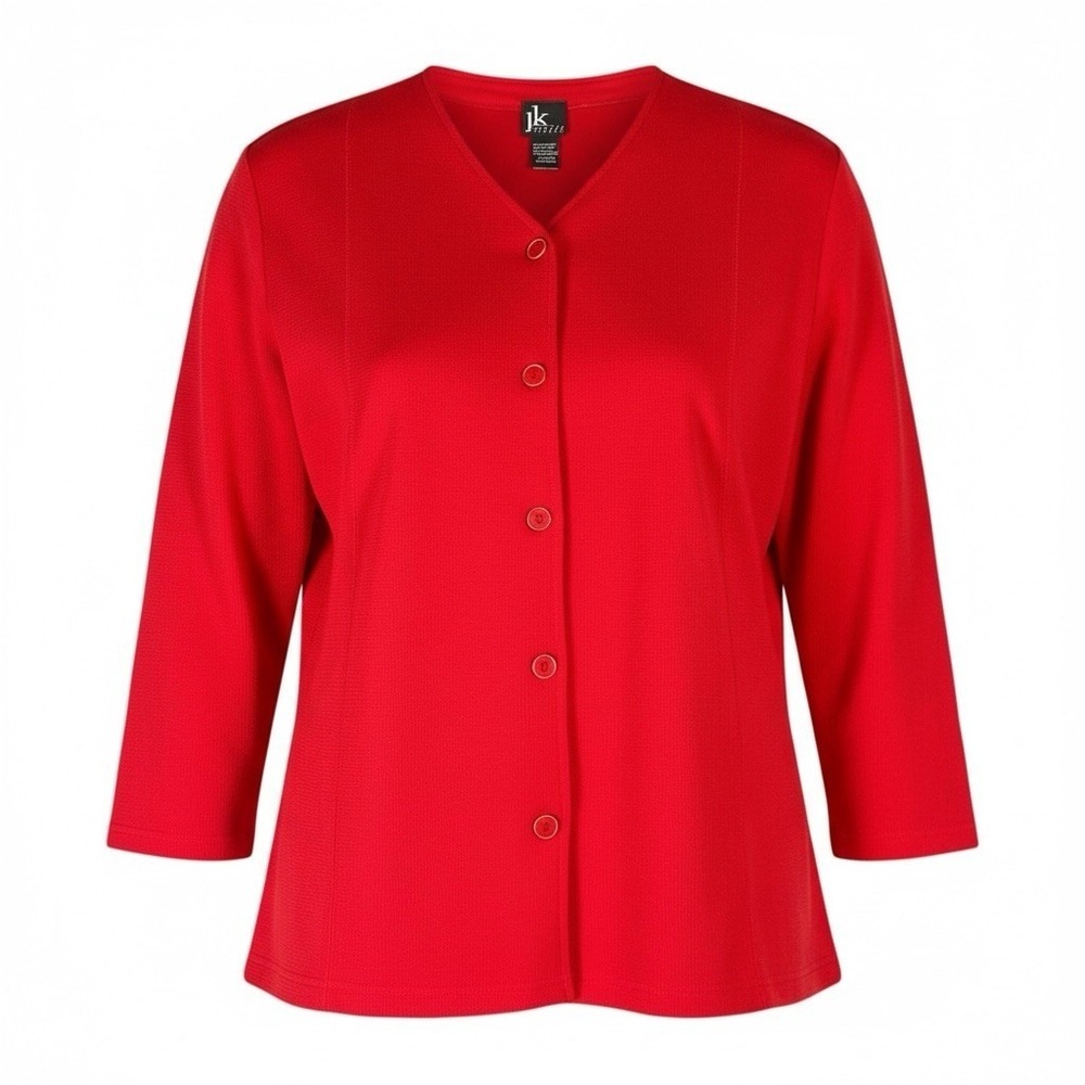 Women's Jk Knits V-Neck Cardigan Sweater Red Size 18/20